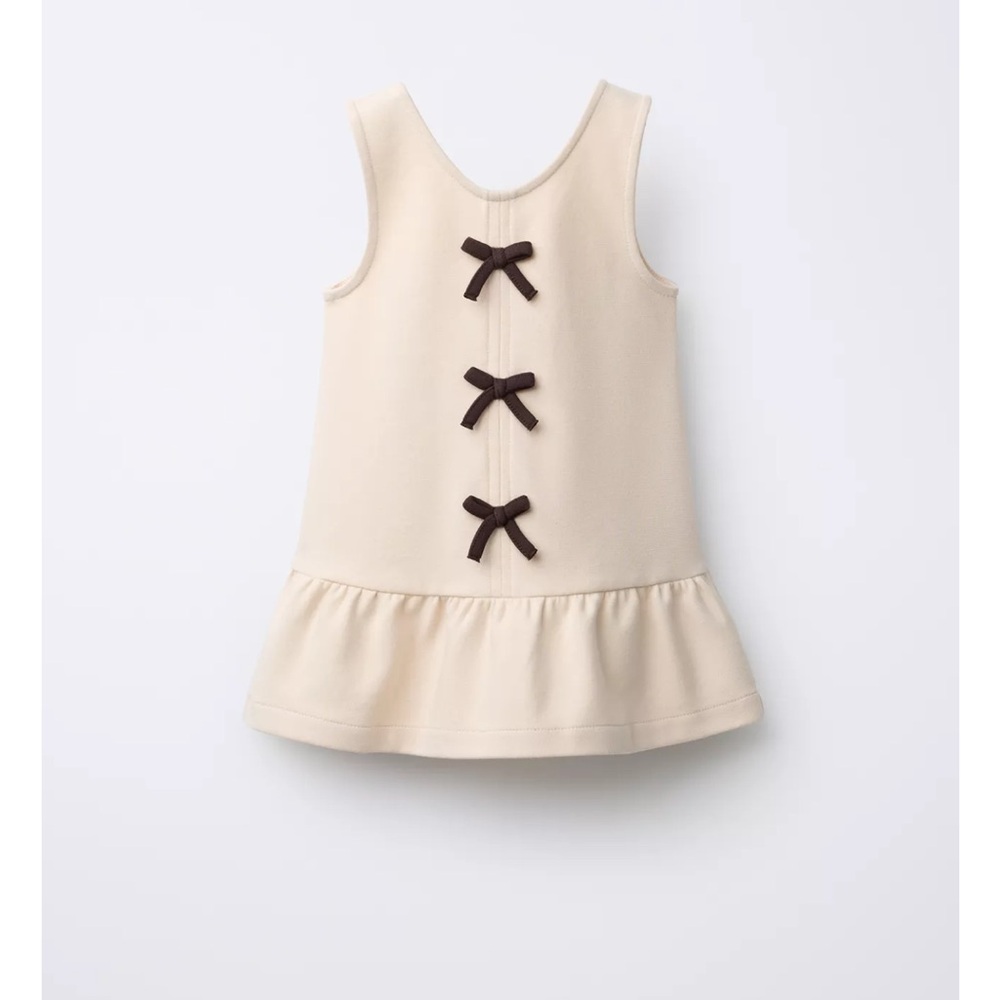 Zara Cream Dress with Black Bows